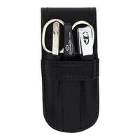 Small 4 Piece Manicure Set - Black Leather