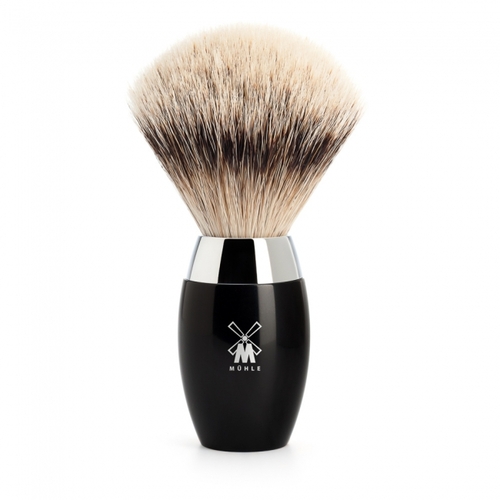 Kosmo Silvertip Badger Hair Shaving Brush  Black Resin